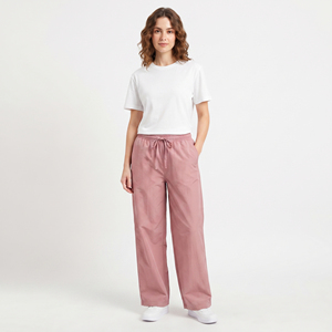 <b>Women</b>’s Wide Leg <b>Summer</b> Pants Full Length Mid Drawstring Waist Loose Fit <b>Lightweight</b> Casual Nylon <b>Trousers</b> Daily Wear Fashion - Product Image 1