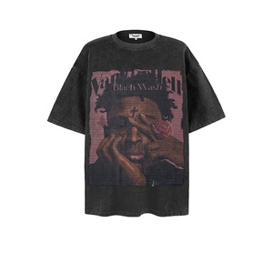 T-shirt d'été ample en coton pour homme, coupe oversize à épaules tombantes, imprimé graphique personnalisé, streetwear de haute qualité - Product Image 4