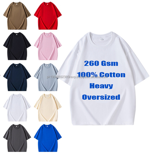 High Quality <b>T</b> <b>Shirt</b> Manufacturer 260 Gsm <b>Heavyweight</b> Tshirt Printing Puff Print Blank Graphic White Unisex Oversized <b>T</b> <b>Shirt</b> - Product Image 2