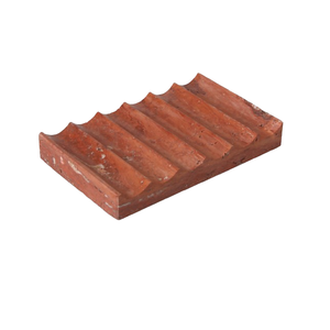 Porte-savon rectangulaire en marbre travertin rouge luxueux, plateau à bijoux et à bagues, support à savon auto-drainant pour salle de bain - Product Image 1