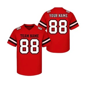 Custom Sublimation American Football Jersey V Neck Quick Dry Polyester Unisex Team Sports Shirt with Name and Number - Product Image 1
