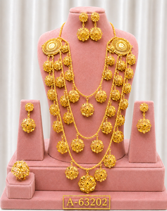 Conjunto de Collar y Pendientes con Borlas Chapadas en Oro, Joyería Étnica Clásica para Mujer, para Bodas, A-63201 - Product Image 2