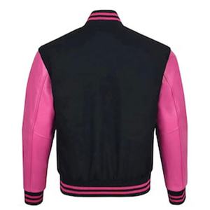 Chaqueta Universitaria Personalizada para Hombre, de Lana y Cuero, con Logotipo Bordado, Corte Holgado, Rayas y Ribetes, Estilo Béisbol - Product Image 4