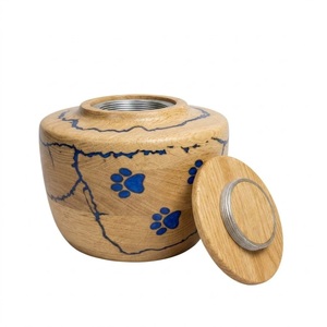 Handcrafted Solid Wood Pet Cremation Urn With Blue Resin Paw Print Inlay <b>Memorial</b> <b>Keepsake</b> <b>Box</b> For Dog And Cat Ashes Funeral - Product Image 5