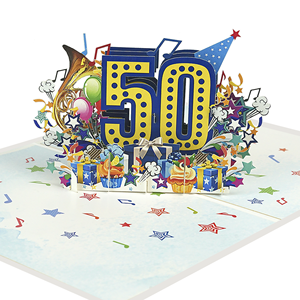 Tarjetas de Felicitación Kiricard Personalizadas 3D Pop-Up Doradas Hechas a Mano con Sobre, al por Mayor - Product Image 6