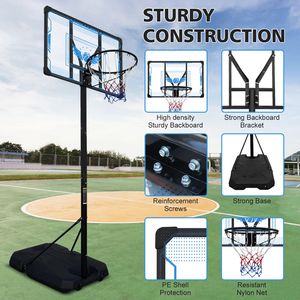 Support de basket-ball portable réglable de 4,74 à 10 pieds pour terrains intérieurs et extérieurs avec panier de basket portable - Product Image 5