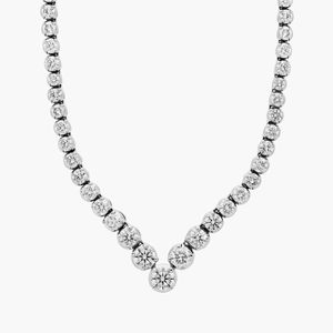 Chevron Lab Grown Diamond Eternity <b>Necklace</b> In Yellow Gold - Product Image 3