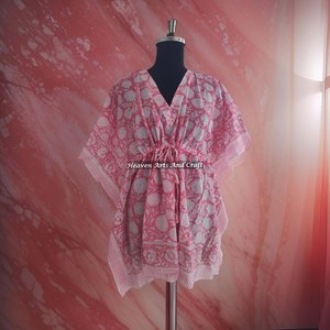 Abaya Short <b>Kaftan</b> Wholesale Manufacturer of Women's Wear Designer Indian Cotton Kimono Long and Short <b>Kaftan</b> Hand Block Print - Product Image 5