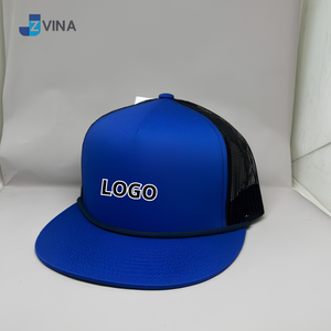 Custom Logo Mesh Trucker <b>Cap</b> Blue Teal Snapback with Rope Adjustable 6-Panel Casual <b>Hat</b> Front Panel Spring Summer - Product Image 4