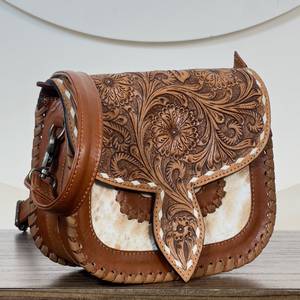 Sacs à bandoulière en cuir de vachette véritable, faits à la main, de qualité supérieure, design floral élégant, sacs à bandoulière pour femmes - Product Image 4