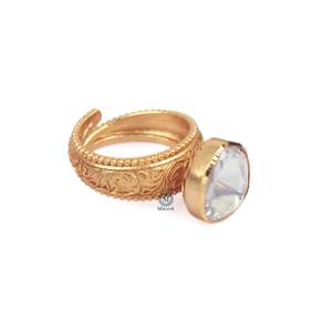 Kiya Designer Gold Plated Zircon Engagement Ring-Creative Statement Band - Product Image 3