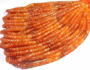 Cuentas de Cornalina Naranja Natural de Primera Calidad, 6.5mm, Forma de Neumático, Facetadas, Tipo Heishi, Hilo de 16 Pulgadas, Perforadas - Product Image 4