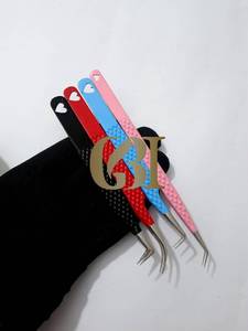 Pinzas de Acero Inoxidable de Alta Calidad para Extensiones de Pestañas, Rojas/Azules/Blancas, Punta de Fibra de Precisión, Antimagnéticas, Antiestáticas, 10 mm - Product Image 3