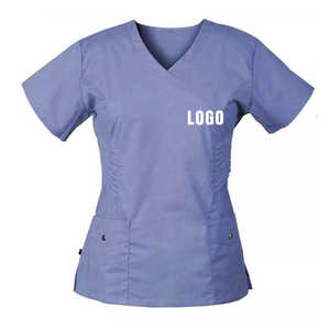 Hot Sale New Designs Pockets Medical <b>Nurse</b> <b>Scrub</b> Sets High Quality Cotton Polyester Short Sleeve OEM Service Hospital <b>Scrub</b> - Product Image 2