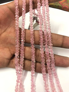 Natural Morganite Faceted Rondelle Beads 3-Strand Necklace - Product Image 3