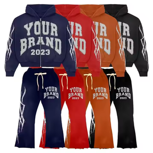 Super Quality Men Plus Size Solid Winter Track Suit Custom Logo 100% Cotton <b>Lightweight</b> Vintage <b>Hoodie</b> Sweatpants Jogger Set - Product Image 3