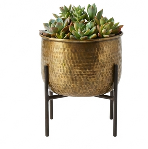 Modern Design Metal Garden Planter <b>Large</b> Selling <b>Gold</b> Finished Home Decorative Planter Indoor Outdoor Floor Planter - Product Image 2