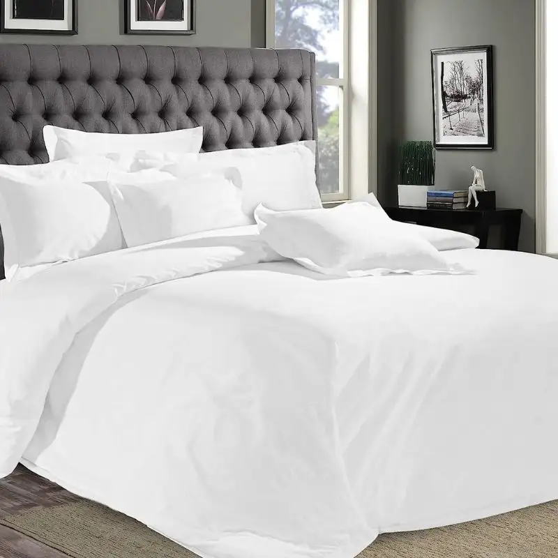 Conjunto de lençóis de hotel luxuoso 100% algodão egípcio branco inspirado em hotel 5 estrelas colcha macia para dormir capa de edredom de seda para uso doméstico