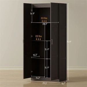Gabinete de Almacenamiento Alto para Cocina, Estilo Rústico, Color Marrón Oscuro - Product Image 5