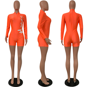 Mono de manga larga con cuello alto para mujer, sexy, de cintura alta, estampado, ajustado, por encima de la rodilla, de elastano y poliéster elástico, ideal para discoteca. - Product Image 4