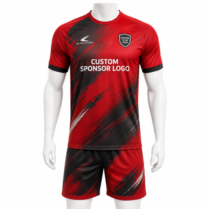 Conjunto de uniforme de fútbol personalizado para hombre, sublimado, de secado rápido, camiseta de fútbol, pantalones cortos de fútbol, uniformes de manga corta, color retro - Product Image 4