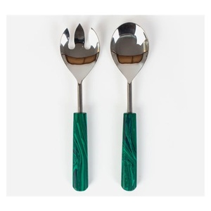 Ensemble de cuillères à salade en acier inoxydable style vintage avec manche en résine, couverts de cuisine pour cadeaux, gadget de cuisine tendance - Product Image 1