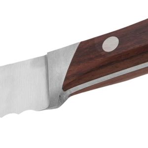 Cuchillos para rebanar pan con mango de madera marrón, hoja dentada plateada, agarre de tres remaches, herramienta de corte de cocina para panes frescos y baguettes - Product Image 4