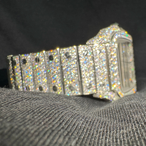 Montre à quartz en acier inoxydable avec diamant Moissanite de luxe haut de gamme avec bracelet en cuir Verre saphir-Style Hip Hop personnalisé Acheter en vrac - Product Image 1