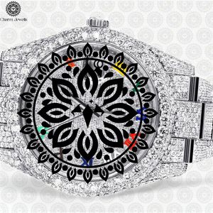 Charm Jewells Luxury Stainless Steel <b>Diamond</b> <b>Watch</b> Round Case 40mm Analog Quartz Sapphire Crystal Unisex Folding Clasp - Product Image 1