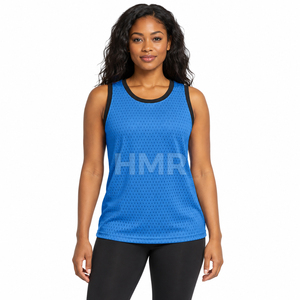 HMR Sorority Sisterhood <b>Blue</b> <b>Mesh</b> Tank <b>Top</b> Crew Neck Sleeveless Athletic Basketball Jersey Moisture Wicking - Product Image 1