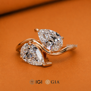 Anillo Toi Et Moi con Dos Diamantes Cultivados en Laboratorio, Corte Pera de 2 Quilates, Anillo de Compromiso - Product Image 2
