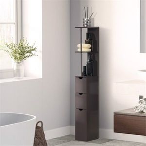 Mobiletto Moderno Eco-Friendly per Bagno in Legno Marrone con Dettagli in Ferro e Metallo, Armadio Salvaspazio per Soggiorno e Ospedale - Product Image 4