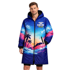 Luxury Swim Parka <b>Jacket</b> for <b>Men</b> and Women, Insulated <b>Long</b> Hooded Coat with Unique design Print, Perfect for Swimming - Product Image 4