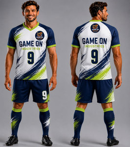 Maillot de football personnalisé pour hommes avec nom et numéro d'équipe, sublimation, 100% polyester respirant, uniforme de football, vêtements de football - Product Image 1
