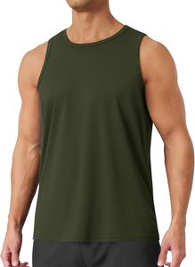 Camiseta sin mangas para hombre, negra, cuello redondo, de secado rápido, tejida en poliéster, color sólido, informal, para fitness. - Product Image 4
