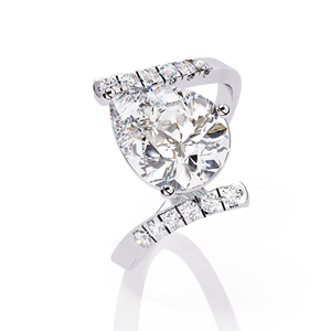 3.0 Ct Emerald Cut Lab Grown Diamond Bezel Setting Men's 14k <b>White</b> Gold Pave <b>Wrap</b> Style IGI Certified Engagement Ring - Product Image 4