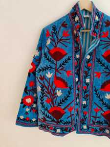 Handmade Velvet Suzani Embroidered <b>Jacket</b> Handmade Ethnic <b>Jacket</b> Floral Suzani <b>Jacket</b> Pure Velvet <b>Jacket</b> Boho <b>Hippie</b> - Product Image 3