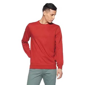 Sudadera Roja de Cuello Redondo para Hombre, Corte Regular, Color Sólido, Tejido de Algodón, Estilo Casual para Otoño - Product Image 1