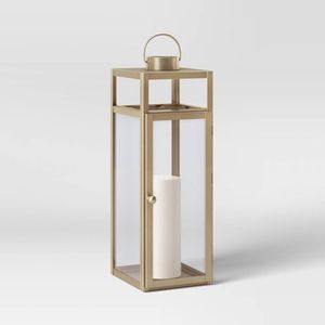 Lanterne en métal élégante finition or, idéale pour centre de table de réception de mariage, porte-bougie décoratif d'intérieur de luxe - Product Image 5
