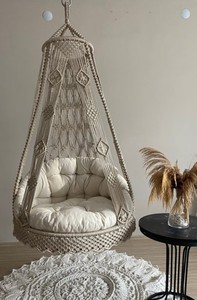 Fauteuil suspendu en macramé, chaise suspendue, Hängesessel, chaise balançoire en macramé, chaise suspendue d'intérieur, chaise hangi - Product Image 3