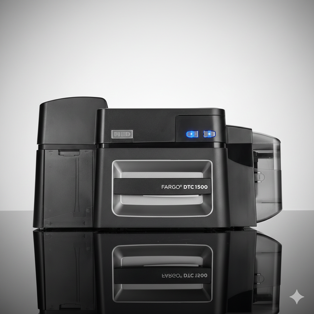 FARGO DTC1500 Dual Side Dye Sublimation ID Card Printer High Speed Secure PVC Card CR80 USB/Ethernet/ 300-1200DPI Stock