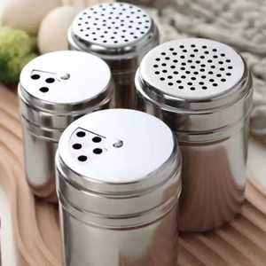 Stainless Steel Spice <b>Shaker</b> Set Rotating Lid <b>Salt</b> and Pepper <b>Shakers</b> Multi Hole Seasoning Dredge Cans for BBQ Kitchen Grilling - Product Image 1