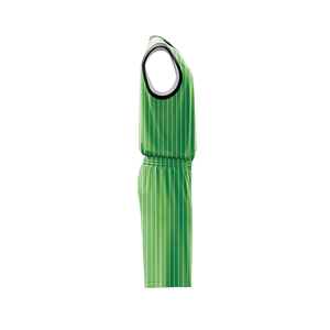 Custom Green Striped Basketball Uniform Set V-Neck Sleeveless Moisture Wicking Jersey <b>Shorts</b> for Adults Unisex Team Wear - Product Image 4