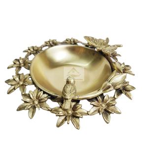 Cuenco de latón y Metal de lujo más vendido, suministro de comedor de mesa desechable, diseño elegante de flor y pájaro, sombra de Color dorado para - Product Image 1