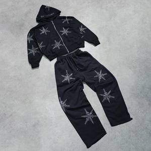 ชุดวอร์มผ้าฝ้าย100% แนวสตรีทสำหรับผู้ชายและผู้หญิงชุดวอร์มกางเกงมีฮู้ดสำหรับฤดูใบไม้ร่วง - Product Image 1