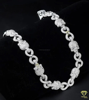 Cadena Cubana con Calaveras Iced Out de Plata de Ley 925 con Diamantes de Moissanita VVS, Joyería de Declaración Estilo Hip Hop Punk Rock para Hombre