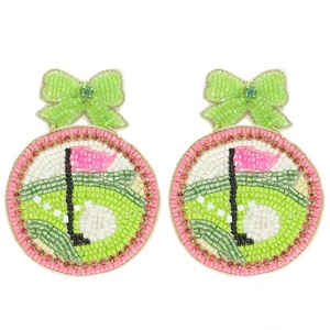 Pendientes colgantes de trébol con cuentas, diseño de flor y hoja bordada con cuentas de semillas, para fiesta, boda, regalo para mujer - Product Image 4