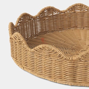 Rectangle Bohemian Design Single Tier Rattan Foldable Storage <b>Tray</b> <b>Table</b> Organizer for Kitchen Use Unfinished Sustainable - Product Image 3
