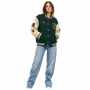 Chaquetas Varsity Unisex de Invierno, Impermeables y Resistentes al Viento, con Mangas de Cuero, Diseño de Parches, MOQ Bajo - Product Image 4