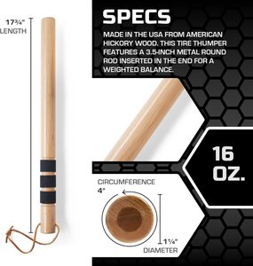 Varilla de inspección de neumáticos para camiones, de madera de nogal americano, con peso, herramienta de agarre extra para camiones grandes, autocaravanas y remolques – Hecho en Pakistán - Product Image 5